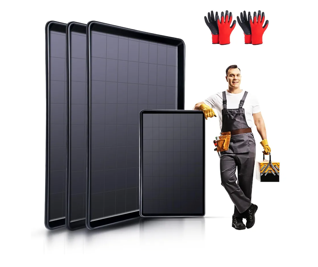 3 Pcs Extra Large Oil Drip Pan for Car - 35.4 x 24 x 1.5 Inches Plastic Auto Oil Catch Tray with 2 Pairs of Gloves, Engine Oil Spill Catcher for Garage, Leak Prevention & Easy Storage
