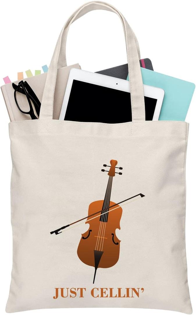 BDPWSS Cello Gift Cello Music Tote Bag Just Cellin Funny Cello Cellist Orchestra Musician Reusable Handbag Cello Player Gift