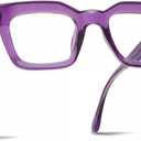 AQWANO Stylish Oversized Reading Glasses for Women Fashion Designer Readers Blue Light Square Computer Glases with Spring Hinge, Purple 1.75