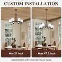 6-Light Oil Rubbed Bronze Farmhouse Chandelier Pendant Light Fixture with Frosted Glass, Matte Brown Rustic Ceiling Lighting Vintage Hanging Lamp for Dining Room Kitchen Island ,Height Adjustable