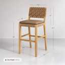 Nathan James Cohen Mid-Century Modern 29 in. Wood Bar Stool, Upholstered Faux Suede Bar Height Stool with Solid Wood Frame, Natural Brown