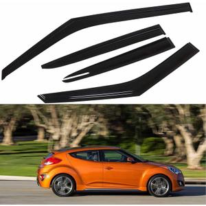Side Window Visors Vent Shade Sun Wind Rain Guards Deflectors Outside Mount Replacement for 2011-2017 Veloster