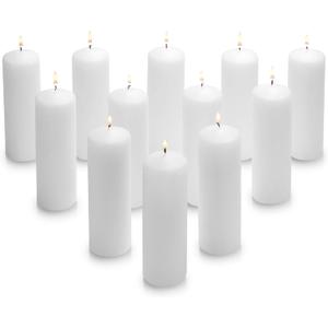Parnoo Pillar Candles  2x6 Unscented Candle Set of 12 Dripless, Smokeless, and Clean Burning Household Dinner Candles  Perfect for Weddings, Parties, Dinners  Set of 12 (White)