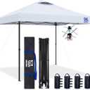 FANPAT 10x10 Pop Up Canopy Tent,300D Silver-Coating Top,1-Person Setup Commercial Heavy Duty Canopy Tent Instant Portable Shelter and Carry Bag, with 8 Stakes and 4 Weights (White)