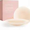 Not Sticky Pasties Nipple Covers, Grippy Seamless Covers, Reusable Silicone No-Show Inserts with Travel Box (3.15IN(AA-A), Bright Skin)