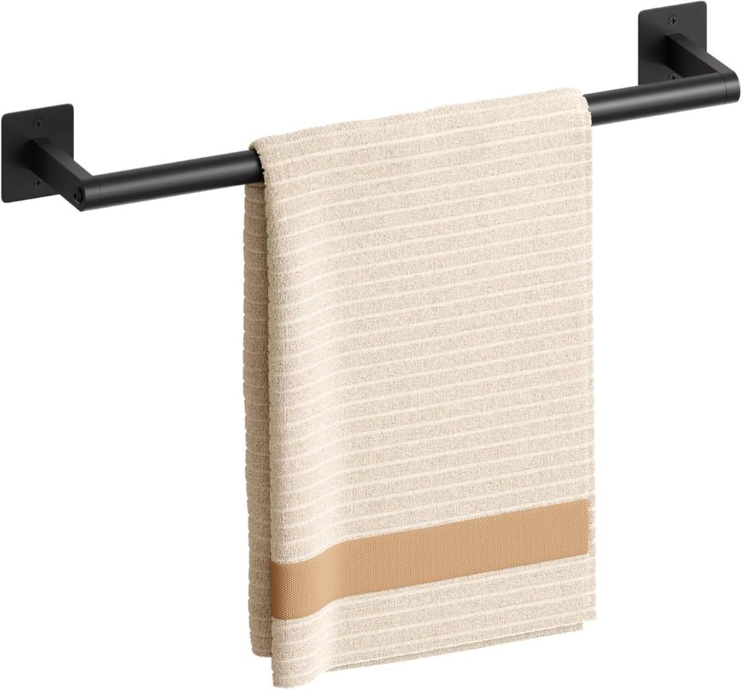 Matte Black Towel Bar, 18 Inch Towel Racks for Bathroom | Heavy Duty Stainless Steel Towel Holder Wall Mounted, Easy Installation (Total Length 20 Inch)
