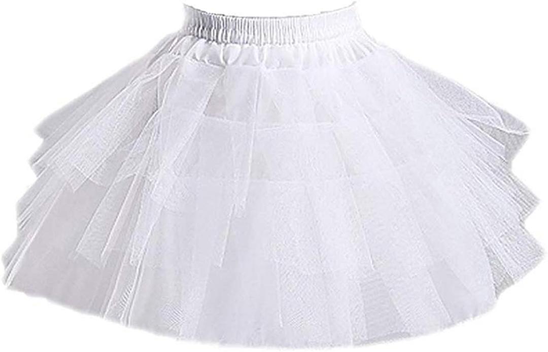 Kids White Mini 3 Layers Wedding Flower Girl Petticoat/Underskirt/Crinoline Slips M