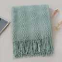 Esterra Textured Knit Throw Blanket with Tassel. Ultrasoft Cozy Knitted Boho Throw, All Season Lightweight Decorative Farmhouse Throw for Sofa Couch Bed (50"x60", Chambray Blue)