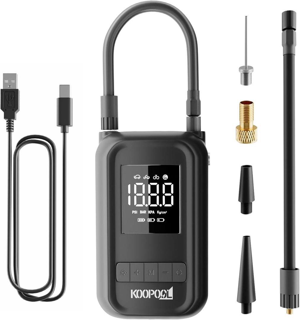 Tire Inflator Portable Air Compressor, 150PSI Portable Air Pump for Car, Bike, Motorcycle, Ball, Electric Tire Pump with Digital Pressure Gauge, LED Light, Rechargeable 4000 mAh