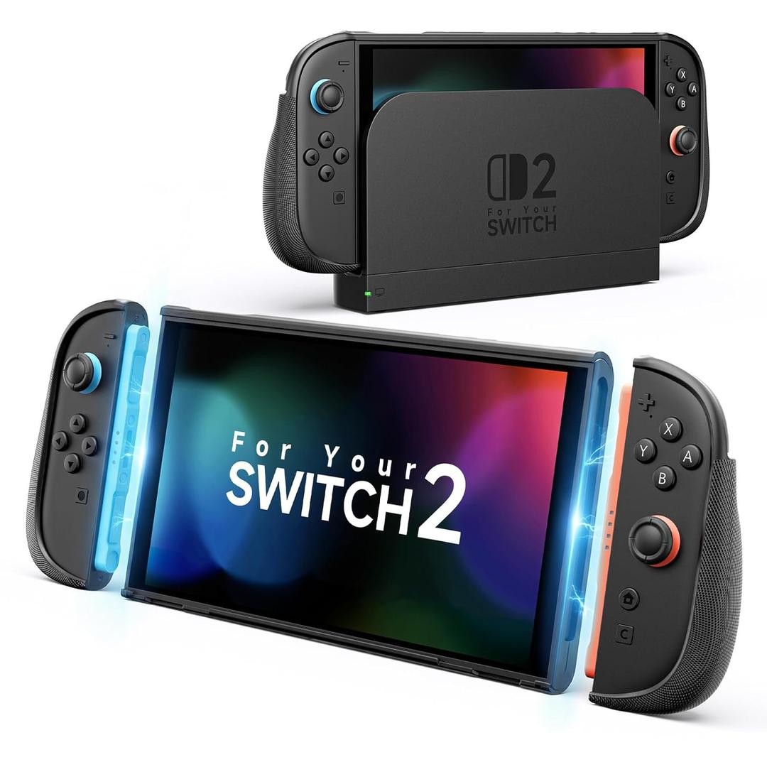 JSAUX Split Protective Case for Nintendo Switch 2, Dockable Design, Non Slip Ergonomic Grip, Includes Adjustable Stand, Drop Protection for Daily Use - PC0123A