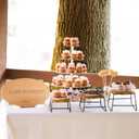 ZENFUN 4 Piece Wood Buffet Risers, Dessert Table Risers Food Display Riser, Pizza Pan Riser, Cupcake Stand & Wood Display Risers, Nesting Food Platter and Plate Holder