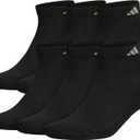 Adidas Men's Athletic Cushioned Low Cut Socks with Arch Compression for a Secure Fit (6-Pair), Black/ Aluminum 2, L