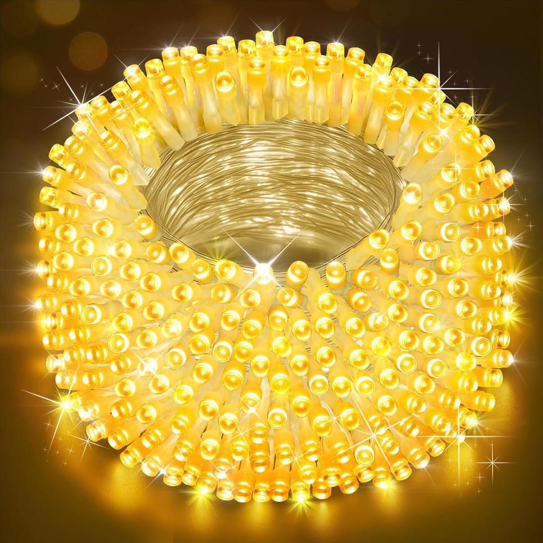 Heceltt Christmas Lights Outdoor, 403FT 1000 LED String Lights 8 Modes and Timer Memory Function Twinkle Fairy Lights IP44 Waterproof Plug in for Xmas Tree Wedding Party Holiday Decor(Warm White)