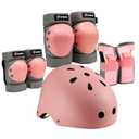 Kids Bike Helmet, Toddler Helmet for Youth Adult, Knee Pad Elbow Pad Wrist Guard Protective Gear Set for Skateboard, Bike, Skating, Cycling (Medium (8-14 years), Pink)