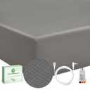 Grounding Sheets King 15% Silver Fiber 85% Cotton with Outlet Tester, Grounded Sheet Kit Fiited Bed Sheet Earth Connected (Gray Little, King)