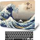 Japan Wave Hard Case Compatible with MacBook Air 13 Inch Case 2021 2020 Release A2337 M1/A2179 with Retina & Touch ID, AMCJJ Kanagawa Plastic Hard Shell Cover & Keyboard Cover & Screen Protector