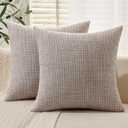 MIULEE Burlap Linen Throw Pillow Covers 20x20 Inch Set of 2 Khaki Decorative Pillows Modern Farmhouse Pillowcases Soft Accent Cushion Covers for Outdoor Couch Sofa Bedroom Livingroom Home Decor