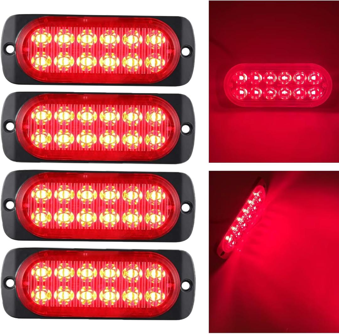 Sidaqi 4X LED Tail Lights 12-24V Red Super Bright Ultra Slim Hi/Lo Brightness Trailer Lights Surface Mount Tail Brake Lights for Trailer ATV Boat RV Truck Tractor (4PCS)