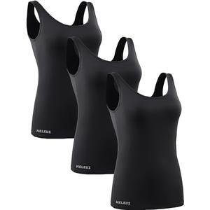 NELEUS Women's 3 Pack Compression Tank Top Support Yoga Bra with Cups Athletic Running Shirts, Size: Large