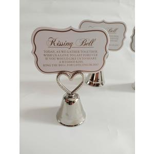 Silvery Bell 10Pcs Kissing BellSilver Bell Seat Table Card HolderPlace Card Holders, Table Number HolderPhoto Holders, Party Favors, Wedding Decorations (Silvery Bell)