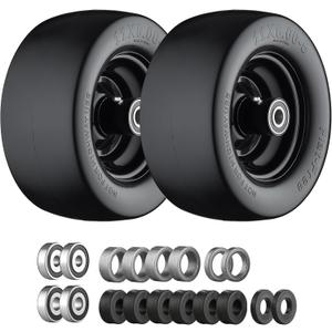 11x6.00-5 Flat Free Tire, Zero Turn Mower Front Tires with 3/4" or 5/8" and 1/2" Bearings, 5.2"- 8.3" Centered Hub, Load 400lbs, 11x6.00-5 Tires for Zero Turn Mower by Cubesprings - 2Pack, 11x6.00-5 Black