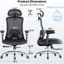 Marsail Ergonomic Office Chair with 6D Armrests, Ergonomic Chair with 3D Adjustable Headrest, Slide Seat, Lumbar Support, and 4-Position Tilt Lock – Big and Tall Office Chair with 330 lbs Capacity, Oversized