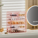 COMVTUPY Acrylic Clear Large Makeup Organizer - Jewelry Holder Organizer, Perfect Make Up Organizers and Storage for Vanity, Bathroom (3 Large, 4 Small Drawers - Purple)
