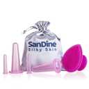Sandine Cupping Therapy Sets - Face Cupping Set - Double Chin Reducer - Facial Cupping System - Silicone Massage Cups - Cupping for Cellulite Kit - Ideal to Shape Your Cheeks and Chin (Pink)