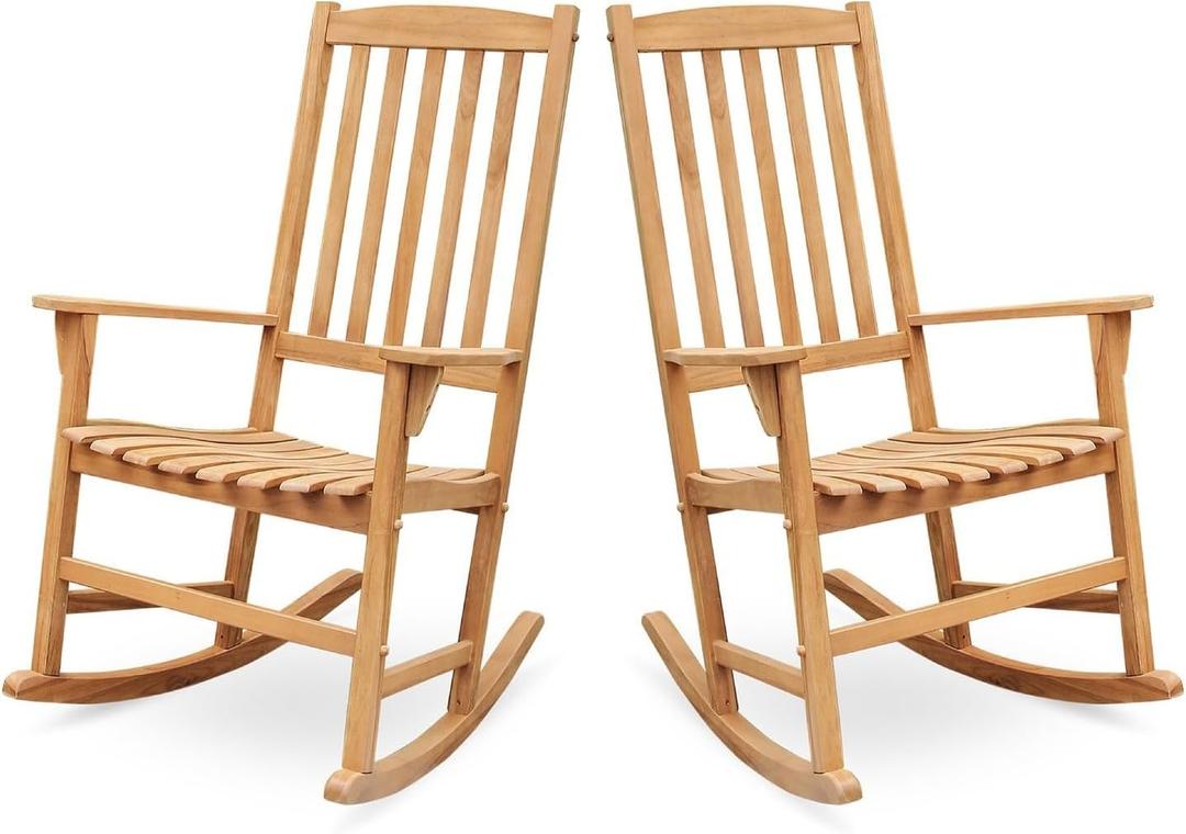Cambridge Casual Thames Natural Teak Wood Frame Rocking Chair with Slat Seat
 Natural Teak, 28 inches x 32.25 inches x 44.5 inches