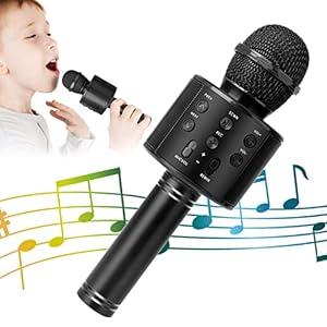 KIDWILL Wireless Bluetooth Karaoke Microphone for Kids and Adults, 5-in-1 Portable Handheld Karaoke Mic Speaker Player Recorder with Adjustable Remix FM Radio for Girls Boys Teens Adults