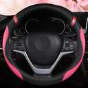 Universal Leather Steering Wheel Cover for Women Steering Wheel Cover for Car 15 inch (Rose)