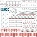Daanxw 188 Piece 1/4 Inch Heavy Duty Pegboard Hooks Kit,Only Suitable for 1/4 Inch Pegboard,with Peg Lock Pegboard Accessories for Garage Wall Organizer Hanging Tools