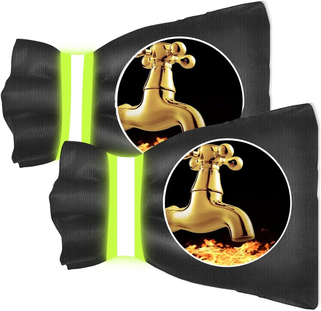 2 x Outdoor Faucet Cover for Winter Freeze Protection 2 Pack 5.9''H x 8.8''W Water Socks with Green Reflective Strip Hose Bib Covers for Winter Water Spigot Cover Winter Insulated Black
