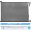 PRObebi Retractable Dog Gate - 34" Tall, Extends to 72" Wide, Safety Gate for Indoor/Outdoor, Stairs, Doorways, Deck, Banisters (Grey)