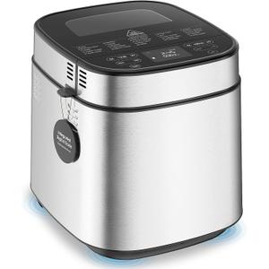 2.5LB Bread Maker with Built-in Electronic Scale, 25-in-1 Bread Machine, Beginner-Friendly with Adjustable Baking & Fermentation, Non-Stick Easy-Clean Pan, Quiet, 15H Delay, Recipes, White