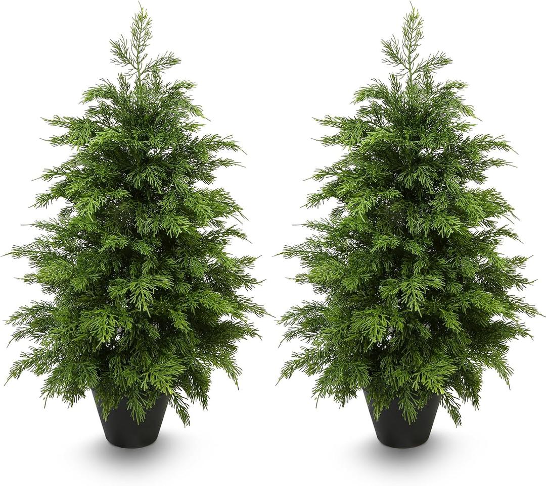 2fT Artificial Cedar Topiary Trees,2 Pack UV Resistant Faux Pine Tree