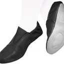 Adult Gymnastic Shoes - Trampoline and Tumbling Agility Gym Footwear - Goat Leather Slip-on With Rubber Sole (6, Black)