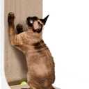 EHEYCIGA Cardboard Cat Scratcher for Indoor Cats, 26.8 Inch L Shaped Vertical Cat Scratching Board with Ball Cat Toy, Large Cat Scratcher Pad, White