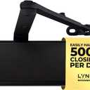 LYNN HARDWARE Extra Heavy Duty Automatic Door Closer (Matte Black) - Commercial Grade, Contractors Choice, Adjustable Speed, Delayed Closing Timer, 3 Mounting Options, 3 Hour Fire Rated (DC9016 Model)