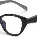 SODQW Trendy Blue Light Blocking Glasses for Women Square Frame Reduce Eyestrain Computer Glasses (A02- Black Frame Grey Feet)