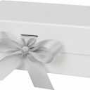 13"X9"X4" Large White Magnetic Gift Box with Lid and Ribbon for Presents