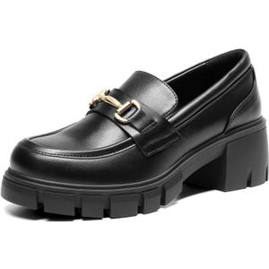 DREAM PAIRS Loafers for Women Platform Chunky Loafers Slip On Casual Shoes (12, Black)