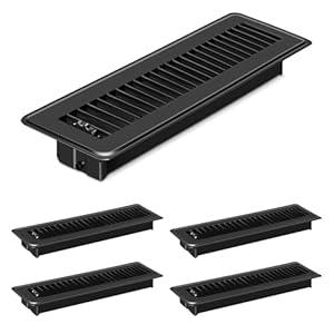 4 PCS Floor Vents Floor Registers 2x10 inch, Heavy Duty Metal Heat Air Vent Covers 2 X 10 with Rust Proof Finish for Home Office Wall Floor Registers Grilles & Vents (4, Black, 2x10 Inches)