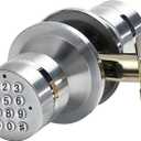 Keyless Electronic Entry Door Knob, Keypad Smart Door Knob, Interior Door Handle with Lock, Automatic Locking, Battery Backup, Backlight, Easy Installation, Great for Home, Hotel and Office (YL-99-sliver)