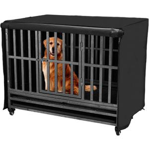 48 inch Heavy Duty Dog Crate Cover Durable 600D Oxford Fabric Dog Kennel Cover Soundproof Waterproof Sunshade Fit For Wire Dog Cage Covers With Breathable Side Window( Only Covers)