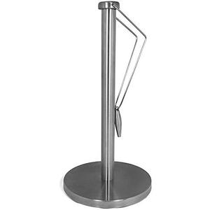 Sleek Stainless Steel Paper Towel Holder- A Versatile and Stylish Kitchen and Bathroom Accessory. This Sturdy, Weighted Countertop Design Effortlessly Hold All Standard Paper Towel Rolls for Home