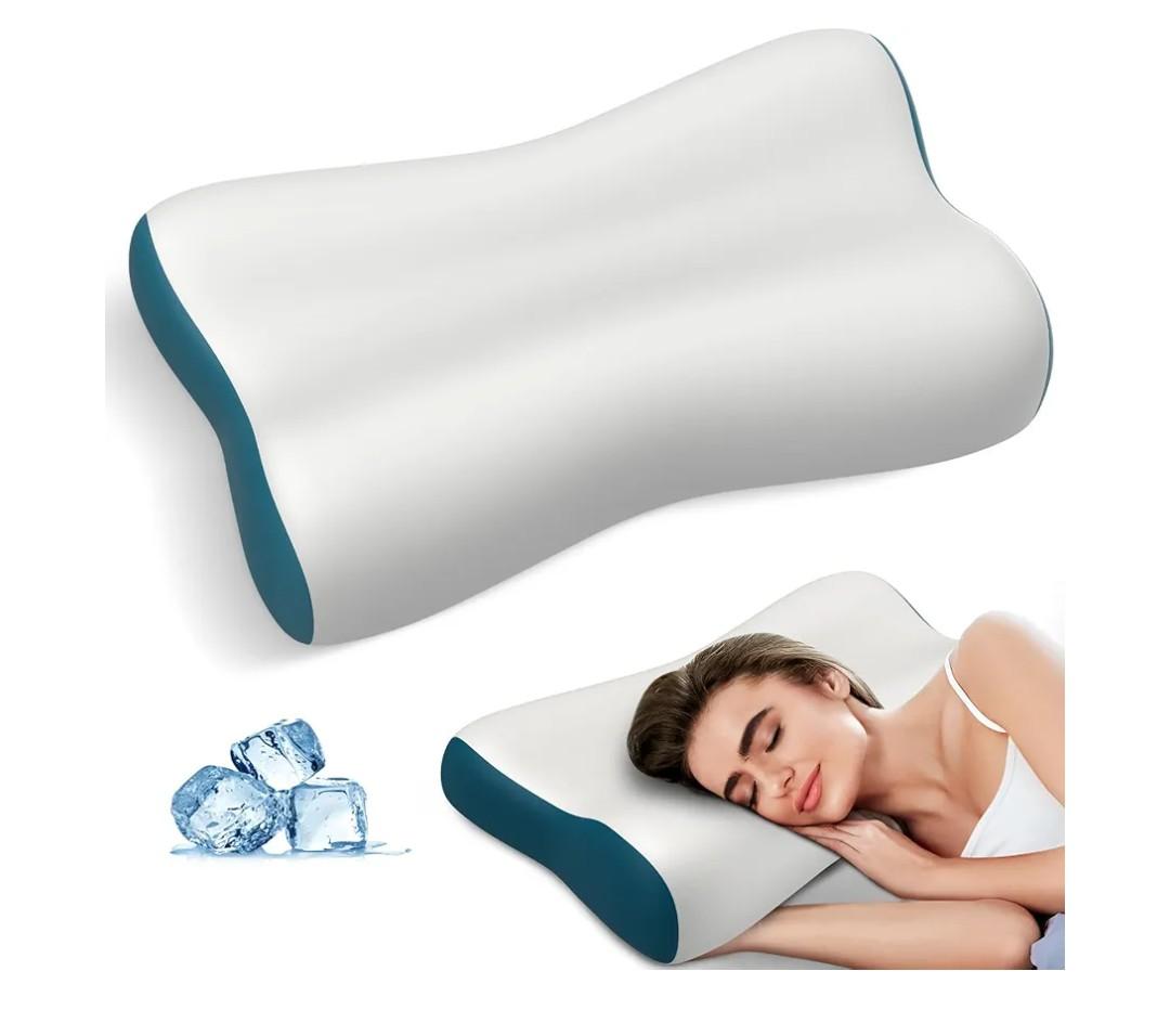 Cervical Neck Pillow for Pain Relief, Contour Memory Foam Pillows Ergonomic Pillow Orthopedic Cooling Pillow Bed Pillow Neck Support for Side Back Stomach Sleepers