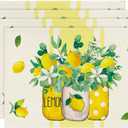 Artoid Mode Yellow Stripes Vase Lemon Summer Placemats Set of 4, 12x18 Inch Seasonal Spring Table Mats for Party Kitchen Dining Decoration