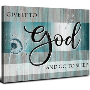 Christian Canvas Wall Art Bible Verses Wall Decor Teal Bedroom Picture Rustic Dandelion Canvas Prints Religious Painting Poster Inspirational Signs Artwork for Living Room Bathroom Home Decoration (16"L x 12"W)