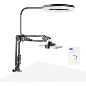NEEWER Entry Level Version N41 8" LED Ring Light with Desk Clamp Stand/Remote, Overhead Phone Mount Holder Compatible with iPhone, Streaming Video Recording Selfie Nail Tech Food Photography Lighting